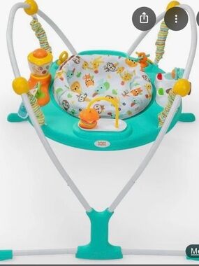 Bright Starts Teal Baby Activity Jumper with Animal-Print Seat